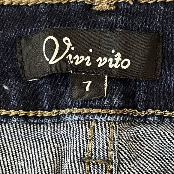 Vivi Vito Women's Stretch Navy Denim Jeans Size 7 High Rise Straight Leg  NWT - Picture 5 of 12